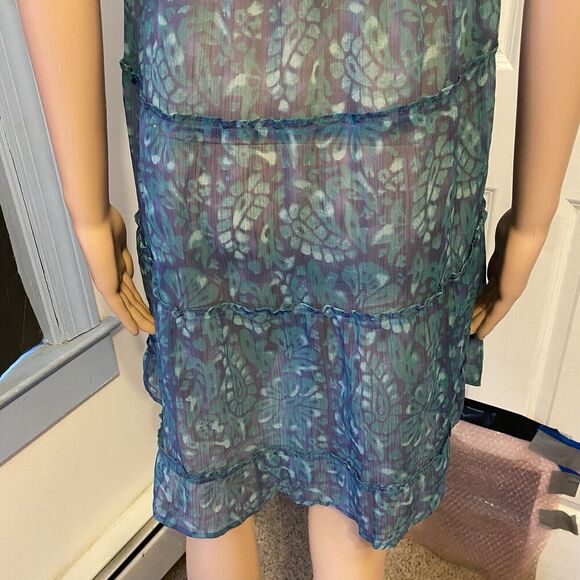 American Eagle Mini Dress Cover Up Sz4 Silky Sheer Floral Boho Double VNeck Sexy - Picture 8 of 9